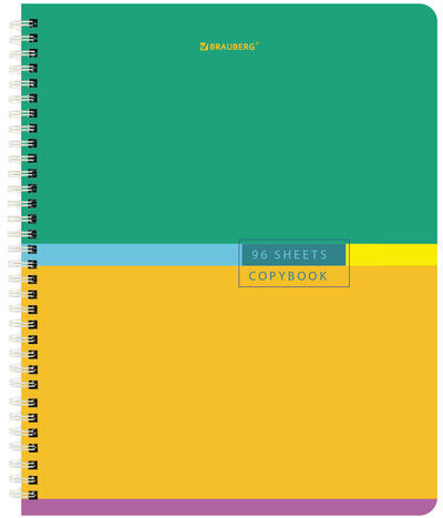Тетради КОМПЛЕКТ 4 шт., А5, 96 л., BRAUBERG гребень, клетка, глянцевый лак, "Color", 404403