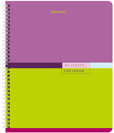Тетради КОМПЛЕКТ 4 шт., А5, 96 л., BRAUBERG гребень, клетка, глянцевый лак, "Color", 404403