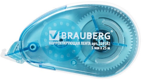 Корректирующая лента BRAUBERG "Maxi", увеличенная длина 5 мм х 25 м, белый/синий корпус, блистер, 225592