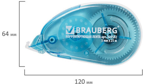 Корректирующая лента BRAUBERG "Maxi", увеличенная длина 5 мм х 25 м, белый/синий корпус, блистер, 225592
