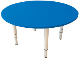 Стол детский круглый 800х800х400-580 мм, регулируемый, рост 0-3 (85-145 см), пластик синий, слоновая кость
