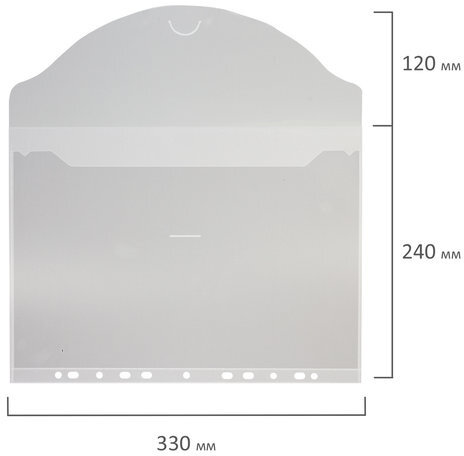 Папка-конверт с перфорацией BRAUBERG, А4, КОМПЛЕКТ 10 шт., до 50 листов, прозрачная, 0,15 мм, 227312