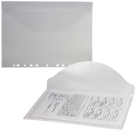 Папка-конверт с перфорацией BRAUBERG, А4, КОМПЛЕКТ 10 шт., до 50 листов, прозрачная, 0,15 мм, 227312