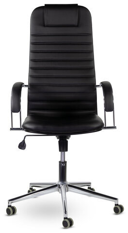 Кресло офисное BRABIX "Pilot EX-610 CH" premium, хром, кожзам, черное, 532418