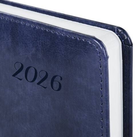 Ежедневник датированный 2026 А5 138x213 мм, BRAUBERG "Legend", под кожу, застежка, синий, 117067