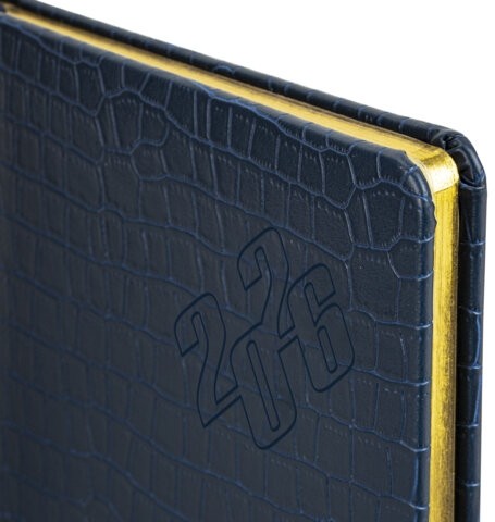 Еженедельник датированный 2026 А5 145х215 мм, BRAUBERG "Comodo", под кожу, темно-синий, 117167