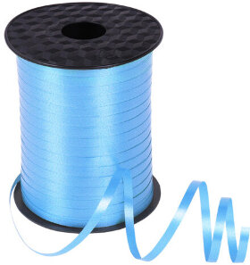 Лента упаковочная декоративная для шаров и подарков, 5 мм х 500 м, голубая, ЗОЛОТАЯ СКАЗКА, 591813