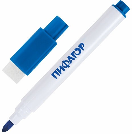 Маркеры стираемые 2 мм для белой доски и планера со стирателем НАБОР 12 ЦВЕТОВ, ПИФАГОР, 152565