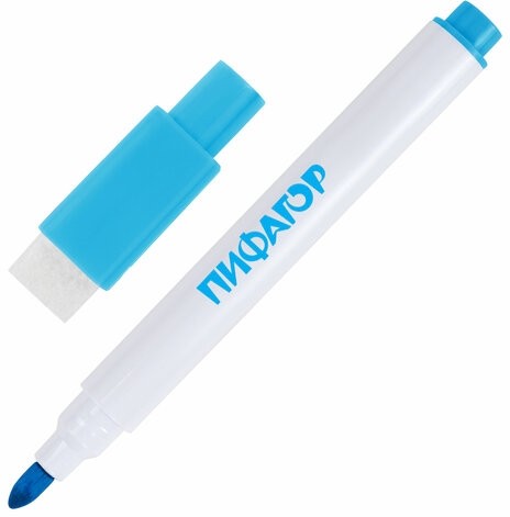 Маркеры стираемые 2 мм для белой доски и планера со стирателем НАБОР 12 ЦВЕТОВ, ПИФАГОР, 152565