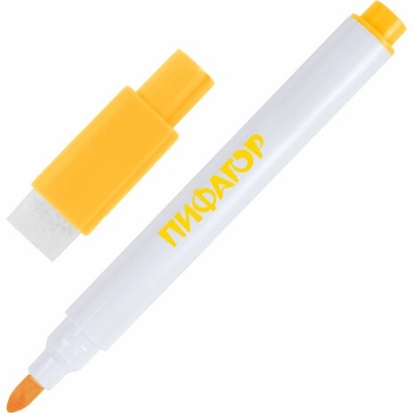 Маркеры стираемые 2 мм для белой доски и планера со стирателем НАБОР 12 ЦВЕТОВ, ПИФАГОР, 152565