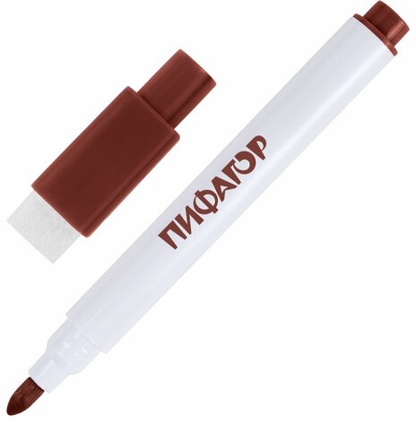 Маркеры стираемые 2 мм для белой доски и планера со стирателем НАБОР 12 ЦВЕТОВ, ПИФАГОР, 152565