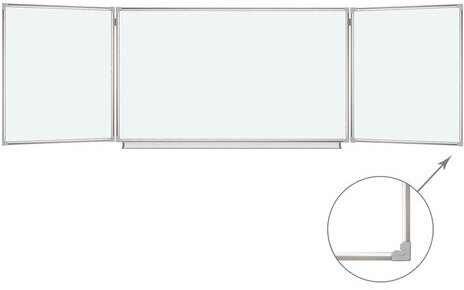 Доска магнитно-маркерная 3-х элементная 100х150/300 см, 5 рабочих поверхностей, белая, BRAUBERG, 231708