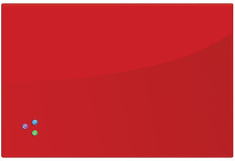 Доска магнитно-маркерная стеклянная 60х90 см, 3 магнита, КРАСНАЯ, BRAUBERG, 236749