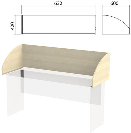 Экран-перегородка "Канц" 1632х600х420 мм, цвет дуб молочный/дуб молочный (КОМПЛЕКТ С ФУРНИТУРОЙ)