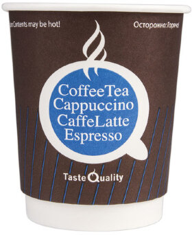Одноразовые стаканы 250 мл, КОМПЛЕКТ 25 шт., бумажные ДВУХСЛОЙНЫЕ, &quot;Taste Quality&quot;, холодное/горячее, ФОРМАЦИЯ, DW80-280-0037-25