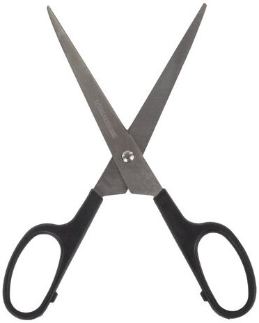 Ножницы BRAUBERG "Standard" 180 мм, черные, классической формы, 2-х сторонняя заточка, 237096