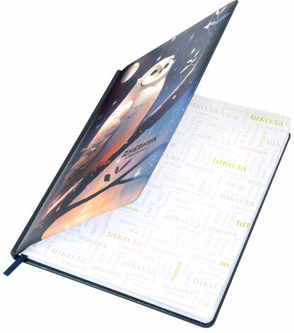 Дневник 1-11 класс 48 л., кожзам (твердая с поролоном), печать, наклейки, BRAUBERG, "Сова", 106947