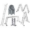 Лестница-трансформер алюминиевая 4х4 ступеней, высота 4,5 м (4 секции по 1,27 м), нагрузка 150 кг, вес 12,9 кг, 511444