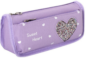 Пенал-косметичка ЮНЛАНДИЯ, 2 отделения, полиэстер, &quot;Heart&quot;, фиолетовый, 21х6х9 см, 270259