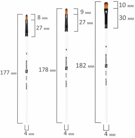 Кисти художественные набор 12 шт., синтетика, овальные № 1-12, BRAUBERG ART DEBUT, 201051