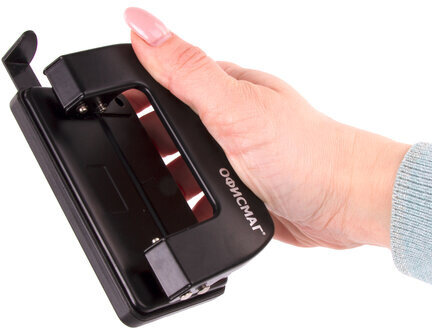 Дырокол металлический ОФИСМАГ, до 10 листов, черный, 229692