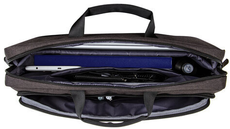 Сумка-портфель BRAUBERG "Pragmatic" с отделением для ноутбука 15-16", серо-черная, 30х42х8 см, 270827