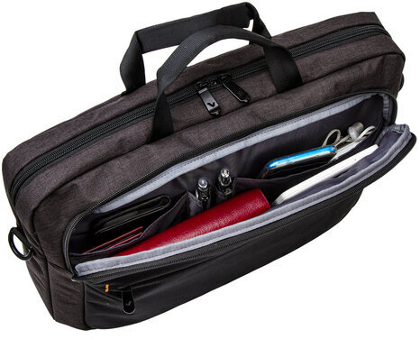 Сумка-портфель BRAUBERG "Pragmatic" с отделением для ноутбука 15-16", серо-черная, 30х42х8 см, 270827