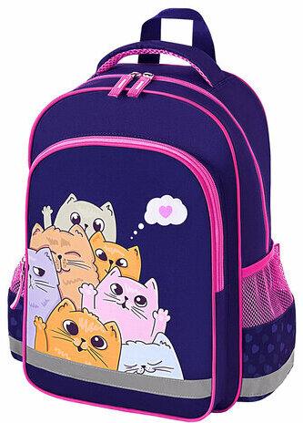 Рюкзак ПИФАГОР SCHOOL, 1 отделение, 3 кармана, "Cat greetings", 38x28х14 см, 272087