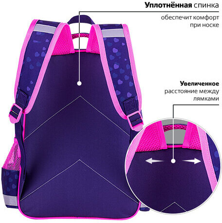 Рюкзак ПИФАГОР SCHOOL, 1 отделение, 3 кармана, "Cat greetings", 38x28х14 см, 272087