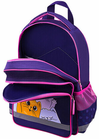 Рюкзак ПИФАГОР SCHOOL, 1 отделение, 3 кармана, "Cat greetings", 38x28х14 см, 272087