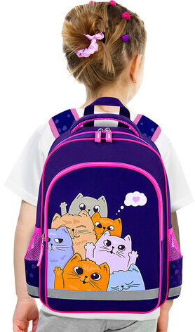 Рюкзак ПИФАГОР SCHOOL, 1 отделение, 3 кармана, "Cat greetings", 38x28х14 см, 272087