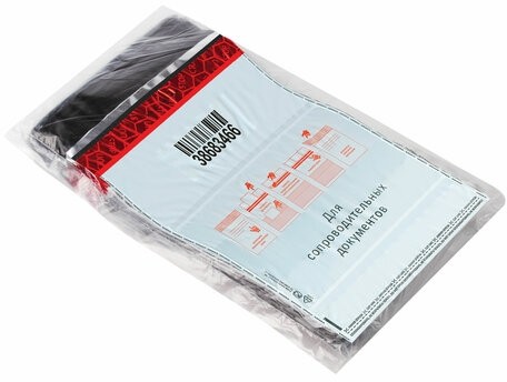 Сейф-пакеты полиэтиленовые (243х320+40 мм), до 100 листов формата А4, КОМПЛЕКТ 100 шт., индивидуальный номер