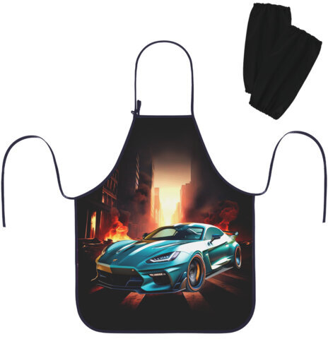 Накидка фартук с нарукавниками для труда ЮНЛАНДИЯ, 46х54 см, "Fire car", 272465