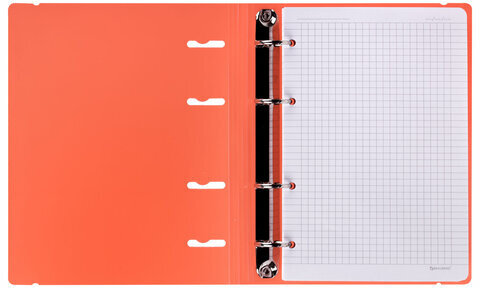 Тетрадь на кольцах А5 175х220 мм, 120 л., пластик, с резинкой, BRAUBERG, Коралловый, 404621