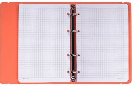 Тетрадь на кольцах А5 175х220 мм, 120 л., пластик, с резинкой, BRAUBERG, Коралловый, 404621