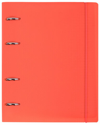 Тетрадь на кольцах А5 175х220 мм, 120 л., пластик, с резинкой, BRAUBERG, Коралловый, 404621