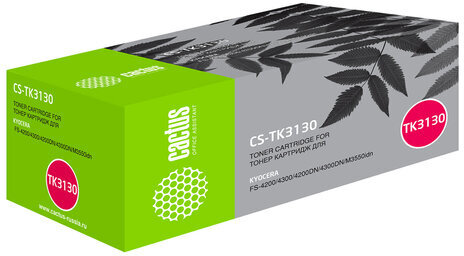 Тонер-картридж CACTUS (CS-TK3130) для KYOCERA FS-4200D/4300D/M3550idn, ресурс 25000 стр.