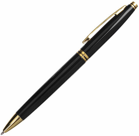 Ручка подарочная шариковая BRAUBERG "De Luxe Black", корпус черный, узел 1 мм, линия письма 0,7 мм, синяя, 141411