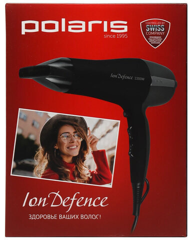 Фен POLARIS PHD 2245Ti, 2200 Вт, 2 скорости, 3 температурных режима, ионизация, серый, 63851