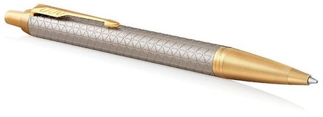 Ручка шариковая PARKER "IM Premium Warm Silver GT", корпус серебристый матовый с гравировкой, позолоченные детали, синяя, 1931687