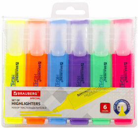 Набор текстовыделителей BRAUBERG 6 шт., АССОРТИ, &quot;SPECIAL&quot;, линия 1-5 мм, 151901