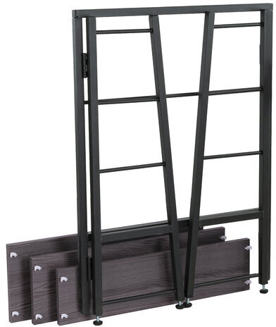 Стеллаж BRABIX "Smart SH-006", 605х295х790 мм, ЛОФТ, трапеция, складной, металл/ЛДСП ясень, каркас черный, 641871