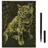 Гравюра с эффектом золота "Котёнок", 18х24 см, основа, штихель, LORI, Гр-051