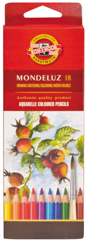 Карандаши цветные акварельные художественные KOH-I-NOOR "Mondeluz", 18 цветов, 3,8 мм, заточенные, европодвес, 3717/18, 3717018001KSRU