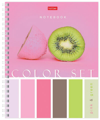 Тетрадь А5, 80 л., HATBER гребень, клетка, обложка картон, "Color Set" (4 вида в спайке), 80Т5В1гр