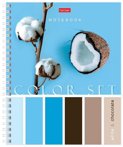 Тетрадь А5, 80 л., HATBER гребень, клетка, обложка картон, "Color Set" (4 вида в спайке), 80Т5В1гр