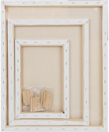 Холсты на подрамнике BRAUBERG ART CLASSIC, НАБОР 3шт, 380 г/м, 100%хлопок, среднее зерно, 191655