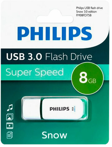 Флеш-диск 8 GB PHILIPS SNOW, разъем USB 3.0, зеленый, FM08FD75B/97