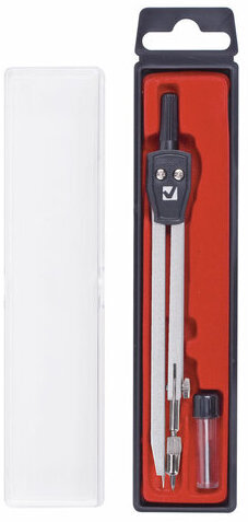 Готовальня BRAUBERG "Architect", 2 предмета: циркуль 135 мм, грифель, пенал с подвесом, 210321