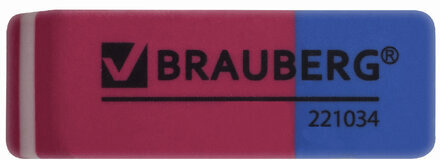 Ластик BRAUBERG "Assistant 80", 41х14х8 мм, красно-синий, прямоугольный, скошенные края, 221034